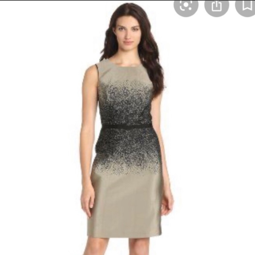 Beige & black  sleeveless dress